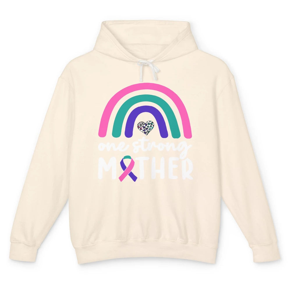 One Strong Mother Teal Rainbow Warrior Thyroid Cancer Month Unisex Lightweight Hoodie