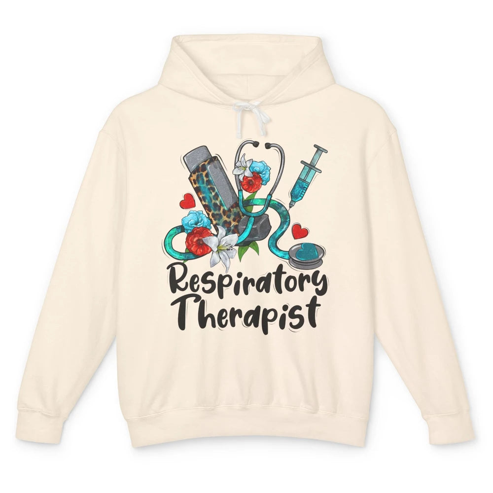 Respiratory Therapist Leopard Stethoscope Western Country RT Unisex Lightweight Hoodie