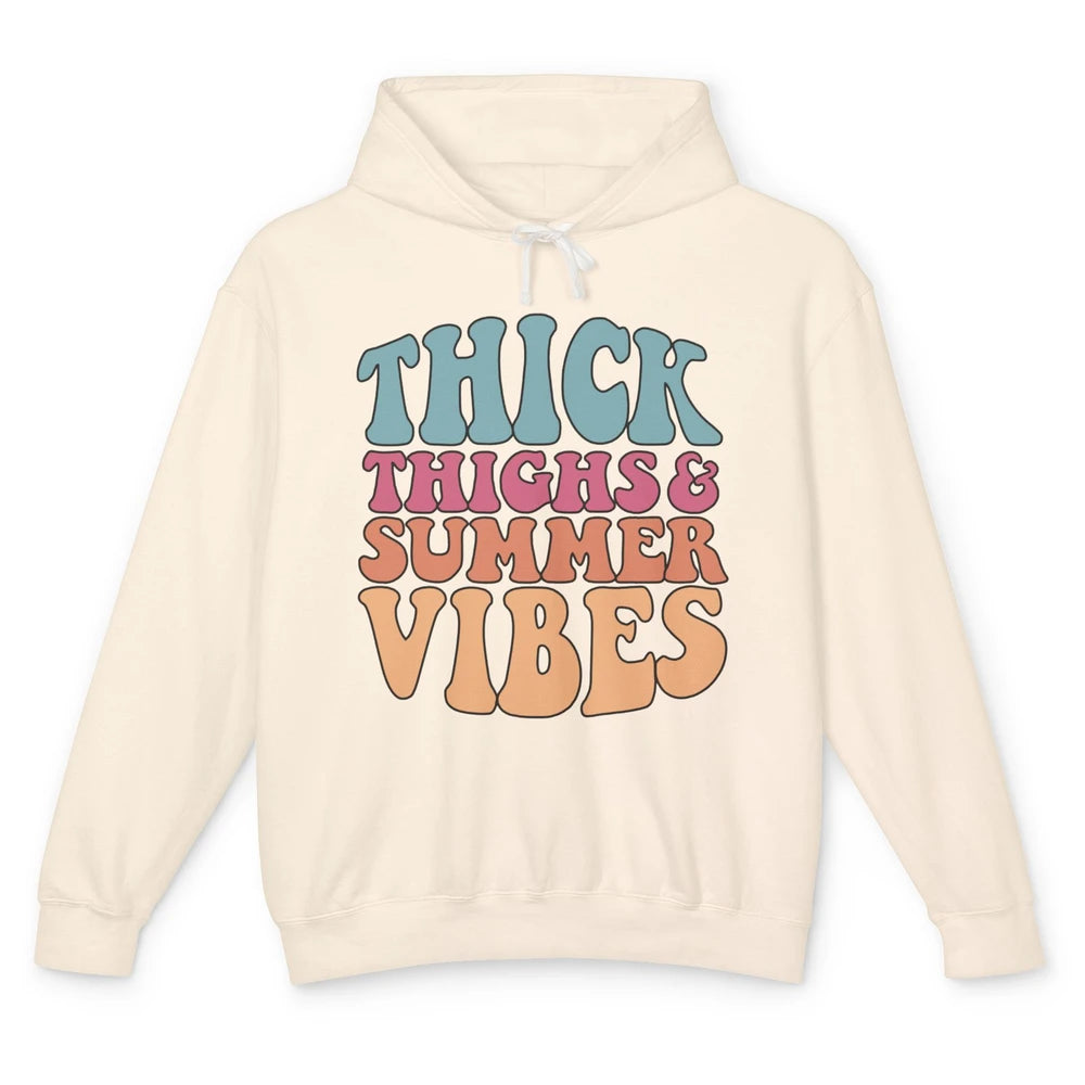 Funny Thick Thighs Summer Vibes Summer Holiday Beach Life Unisex Lightweight Hoodie