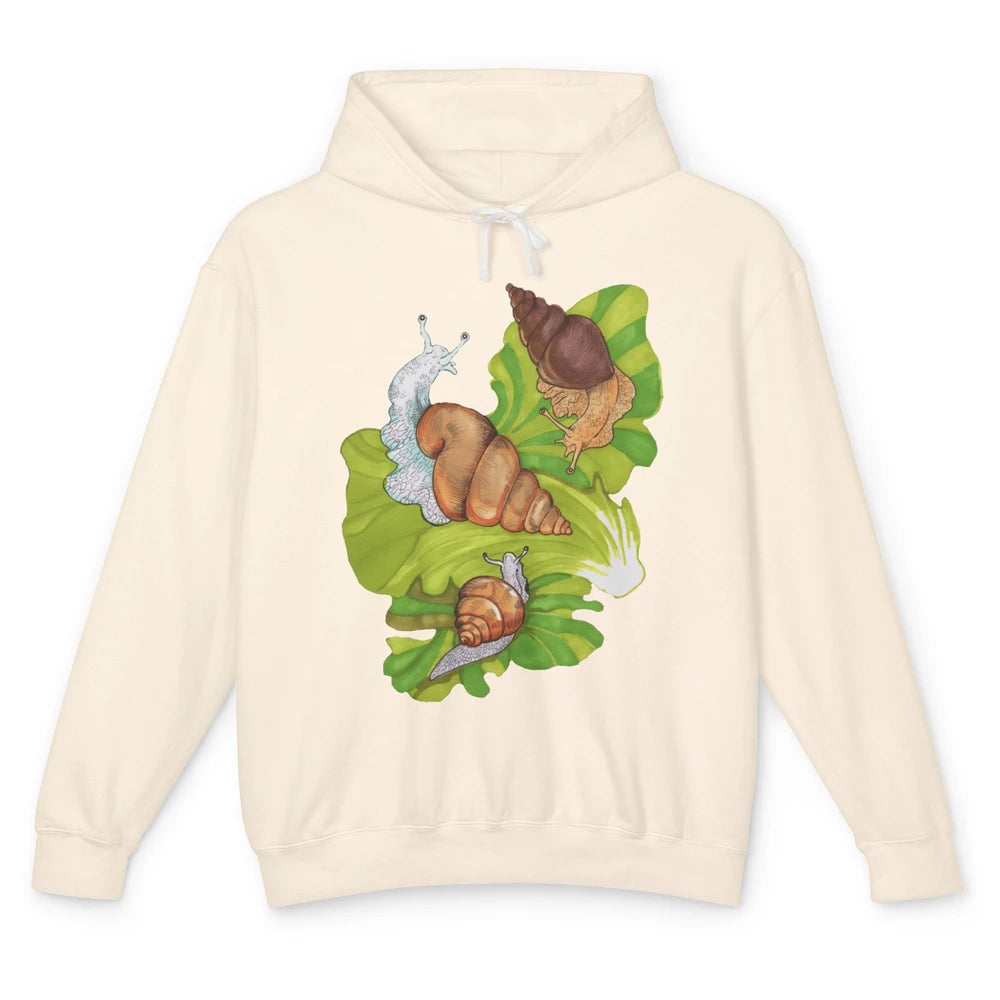 Cool Snail Shell Happy Snails On Leaf Life Watercolor Animal Unisex Lightweight Hoodie