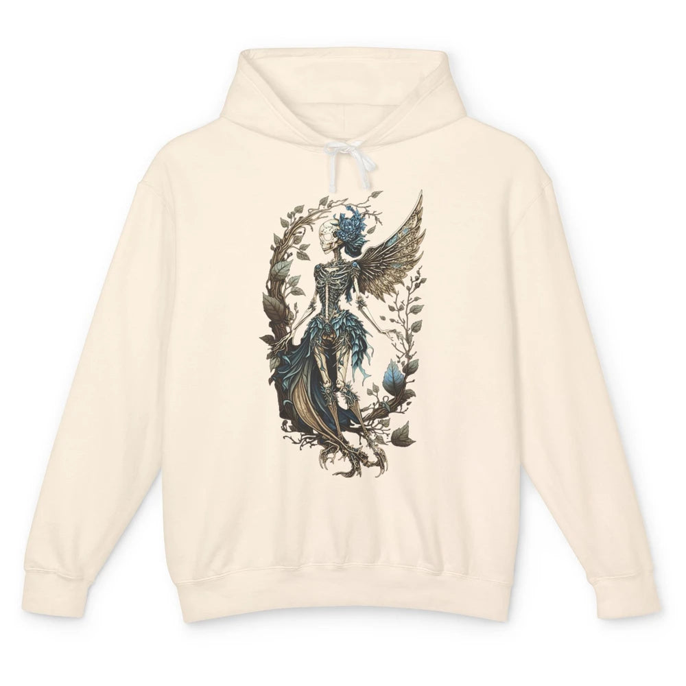 Crescent Fairy Skeleton Witchy Gothic Grunge Halloween Skull Unisex Lightweight Hoodie