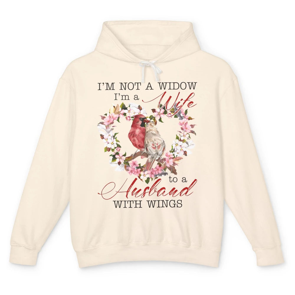 Cardinal Husband In Heaven I'm Not Widow Angel Loving Memory Unisex Lightweight Hoodie