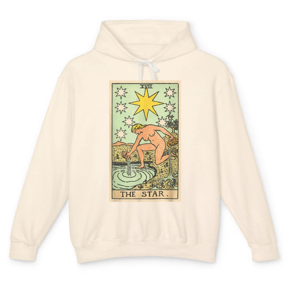 The Star Tarot Card Lady Crescent Vintage Moon Halloween Unisex Lightweight Hoodie