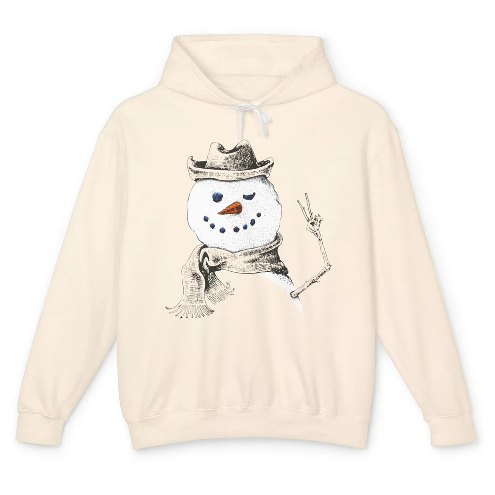 Snowman Peace Sign Christmas Snow Frosty Winter Xmas Gift Unisex Lightweight Hoodie