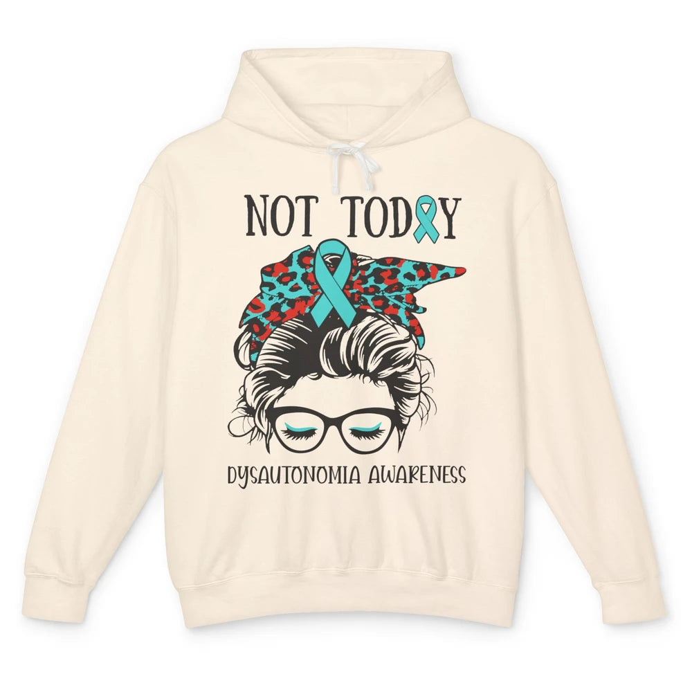 Dysautonomia Awareness Ribbon Not Today Messy Bun Leopard Unisex Lightweight Hoodie