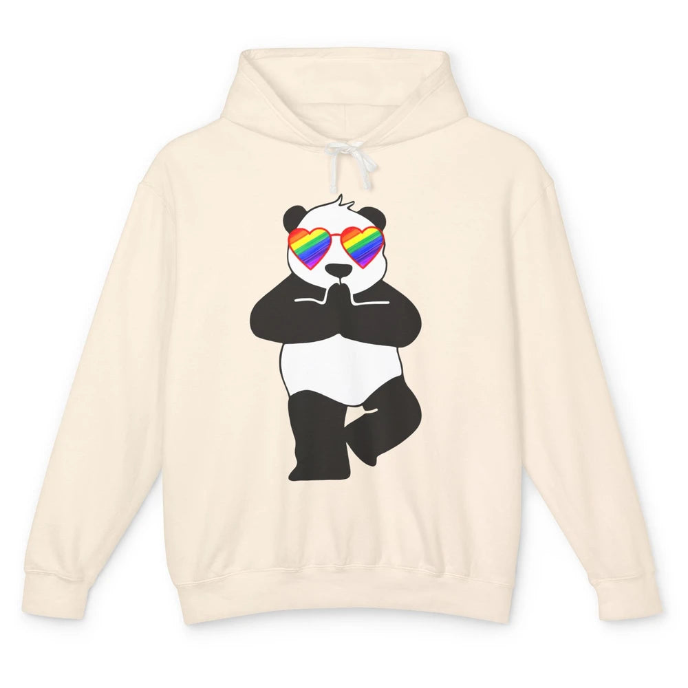 Yoga Panda LGBT Gay Pride Month Rainbow Sunglasses Love Unisex Lightweight Hoodie