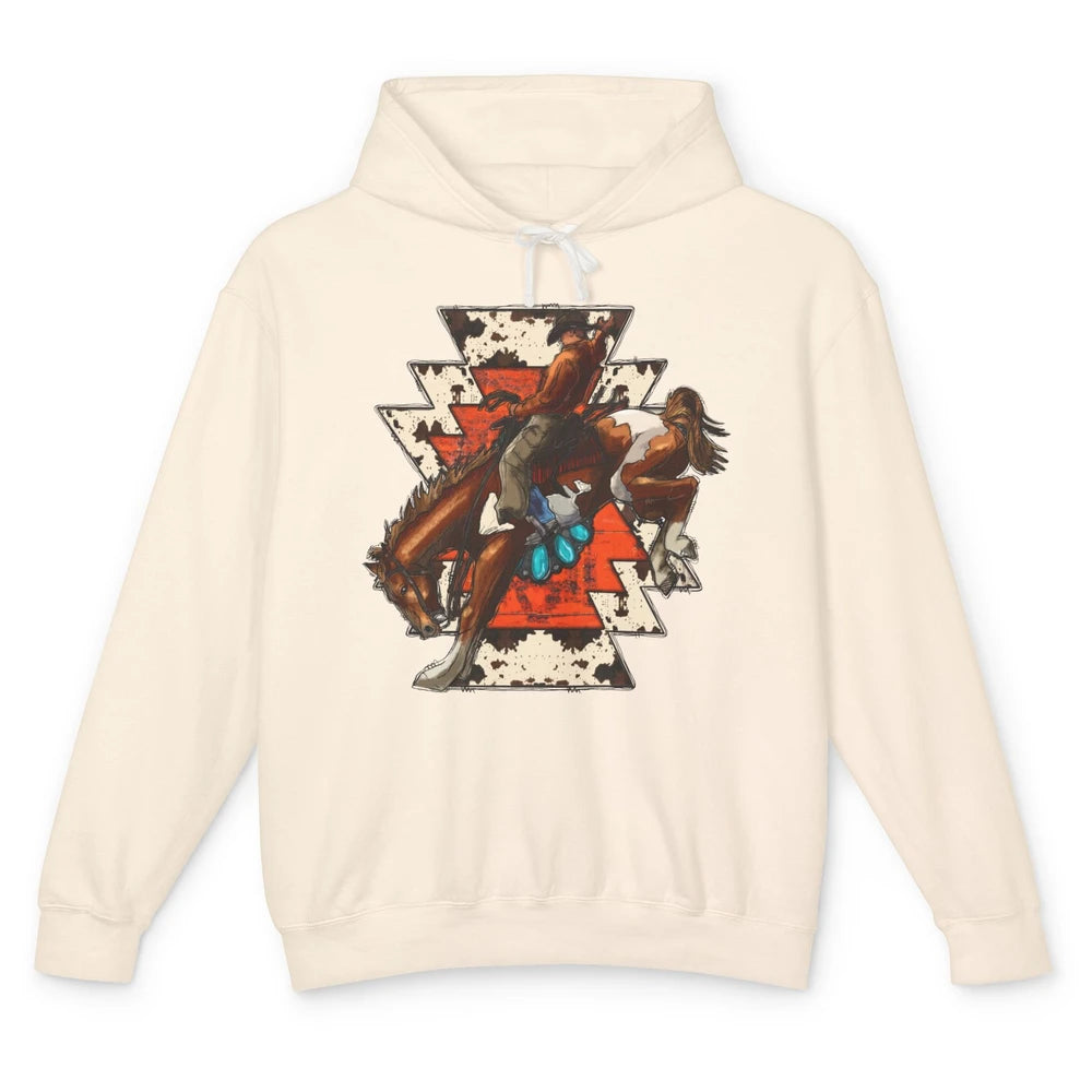 Aztec Cowhide Rodeo Hold Your Horses Cowboy Western Gemstone Unisex Lightweight Hoodie