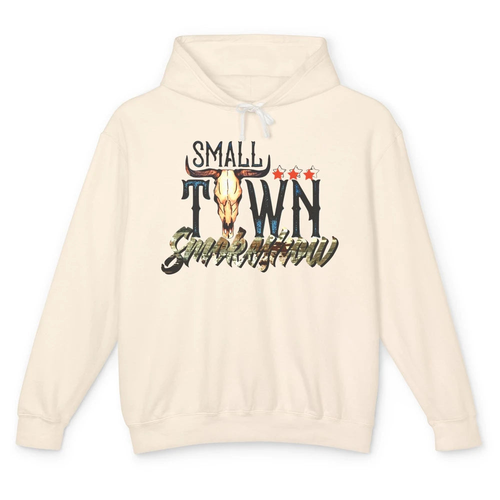 Boho Bull Skull Small Town Smokeshow Western Country Cowgirl Unisex Lightweight Hoodie