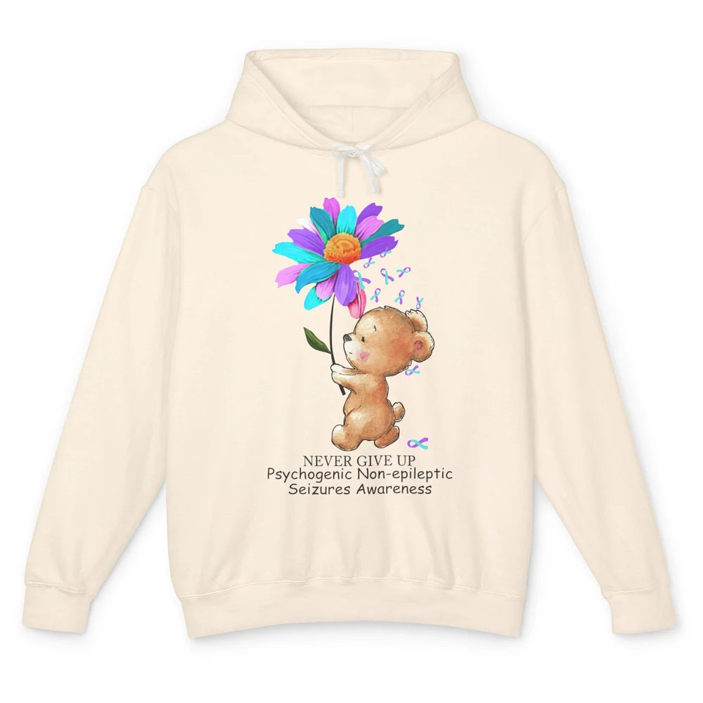 PNES Awareness Purple Teal Ribbon Sunflower Baby Elephant Unisex Lightweight Hoodie