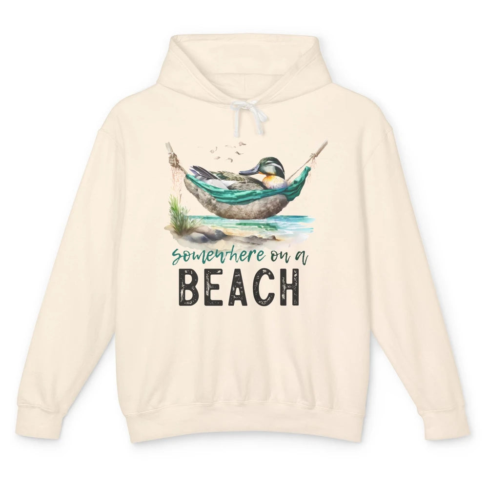 Mallard Duck Somewhere On A Beach Funny Duck Hunting Summer Unisex Lightweight Hoodie