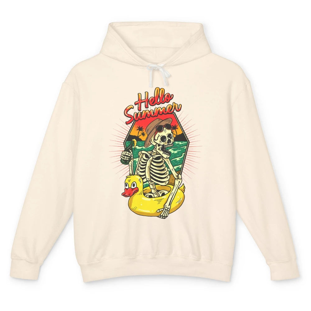 Summer Vibes Skeleton Funny Skeleton On Beach Sunset Unisex Lightweight Hoodie