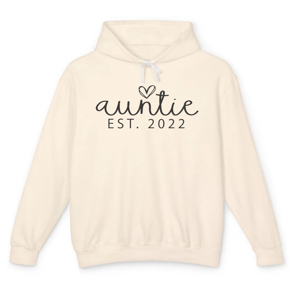 Promoted To Auntie Est 2022 Auntie Sister Pregnancy Reveal Unisex Lightweight Hoodie