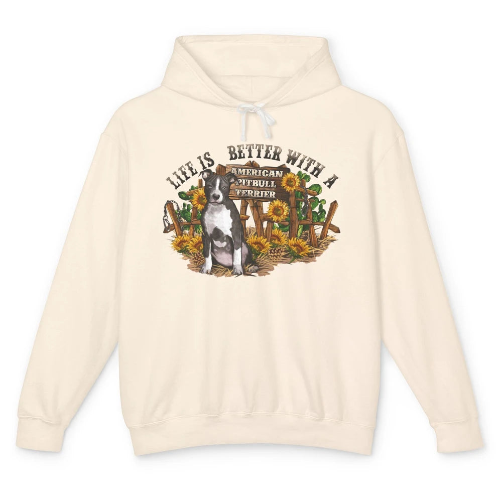 Sunflower Life Is Better With American Pitbull Terrier Mom Unisex Lightweight Hoodie