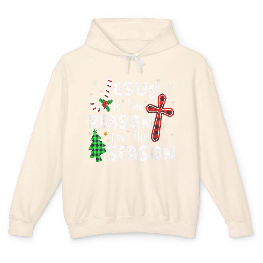 Merry Christmas Jesus The Reason For Season Xmas Cross Candy Unisex Lightweight Hoodie