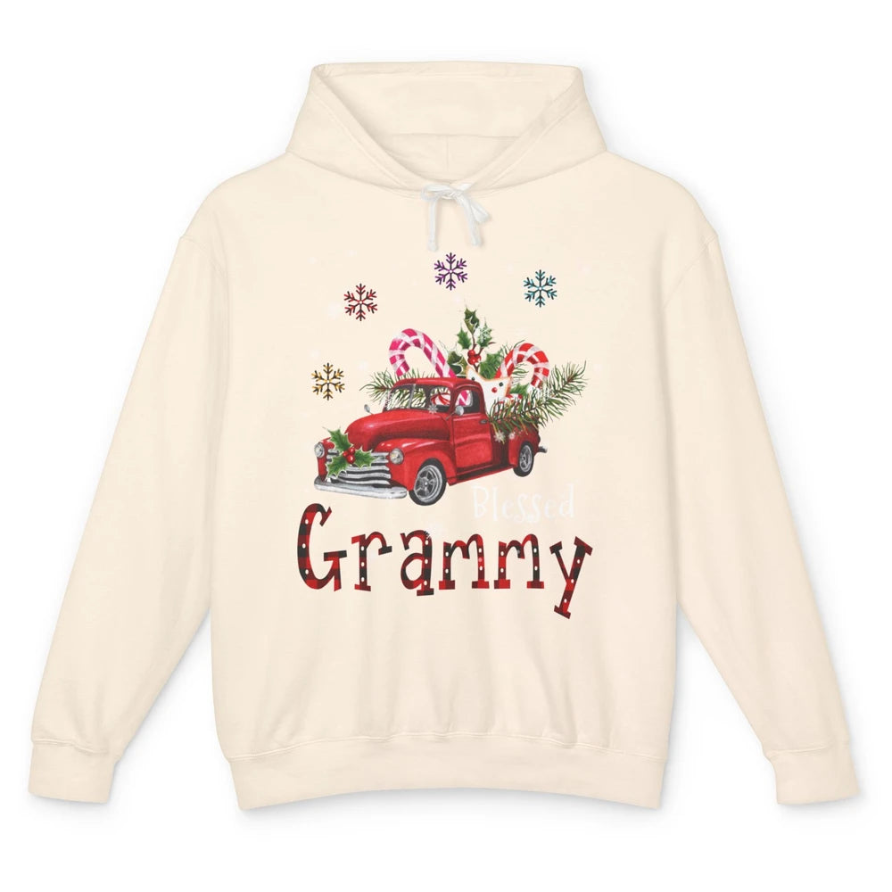 Merry Christmas Blessed Grammy Red Truck Xmas Grandma Retro Unisex Lightweight Hoodie