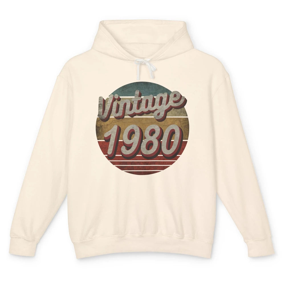 Retro Vintage 1980 Men Women Birthday Gift Born In 1980s Unisex Lightweight Hoodie