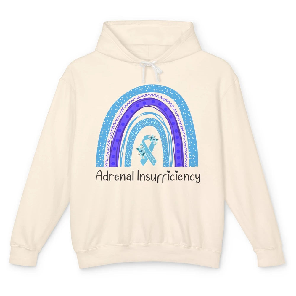 Adrenal Insufficiency Awareness Floral Light Blue Ribbon Unisex Lightweight Hoodie