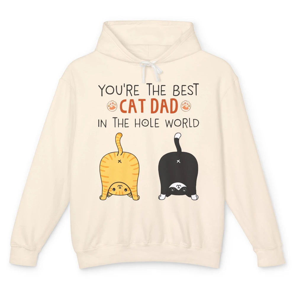 Funny Best Cat Dad In The Hole World Father's Day Unisex Lightweight Hoodie