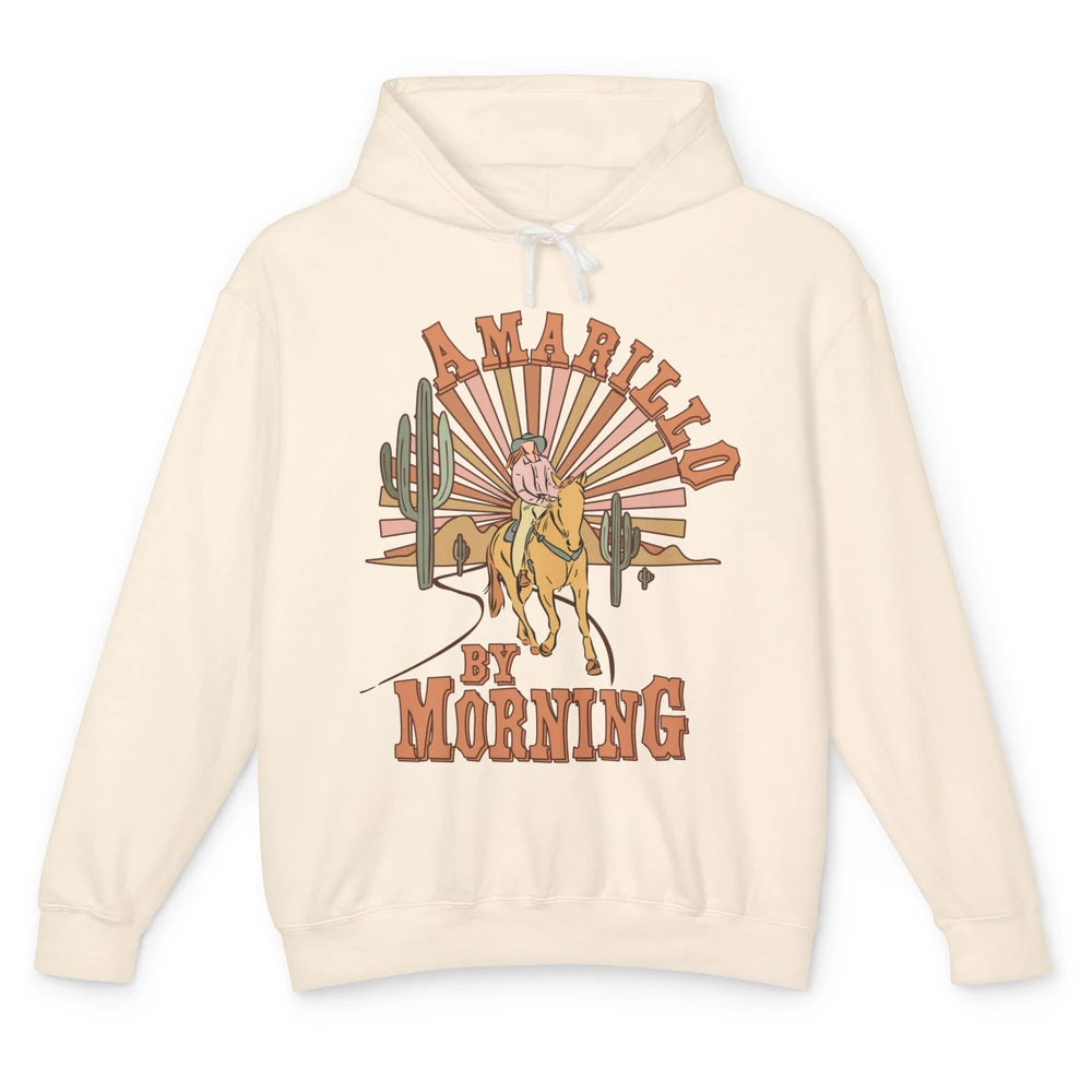 Retro Desert Cowboy Riding Horse Amarillo By Morning Western Unisex Lightweight Hoodie