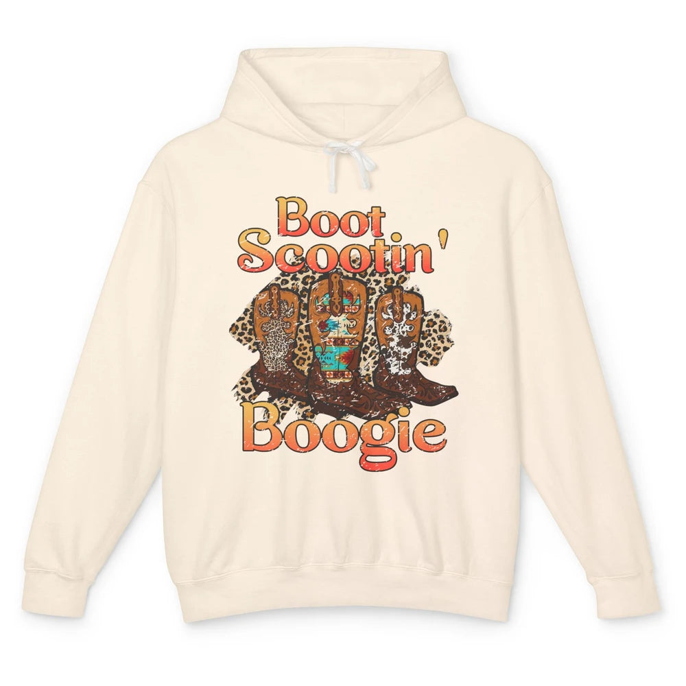 Leopard Cowboy Boots Scooting Boogie Western Country Cowgirl Unisex Lightweight Hoodie