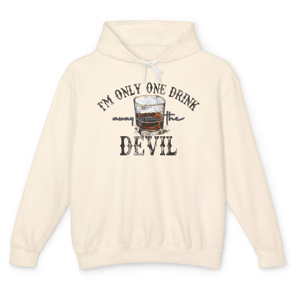 Retro Whiskey I'm Only One Drink Away From The Devil Western Unisex Lightweight Hoodie