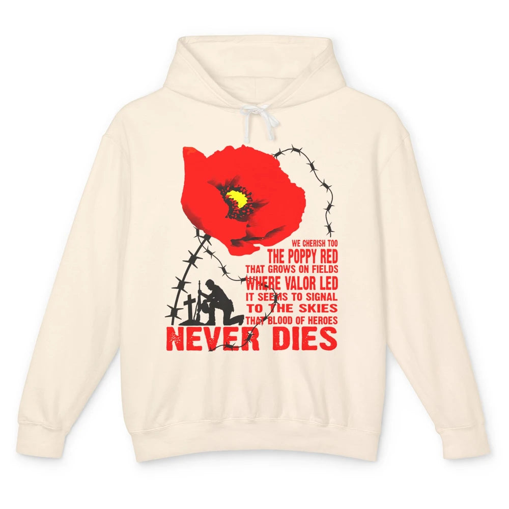 Memorial Day We Cherish Too The Poppy Red US Pride Gift Unisex Lightweight Hoodie