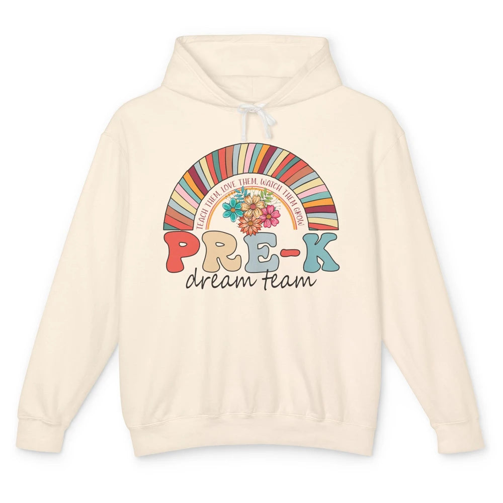 Pre-K Dream Team Rainbow Kinder Pre-K Teacher Back to School Unisex Lightweight Hoodie