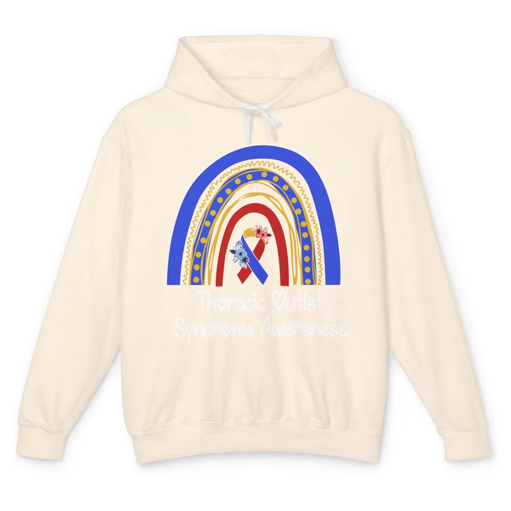 Thoracic Outlet Syndrome Awareness Floral Blue Red Rainbow Unisex Lightweight Hoodie