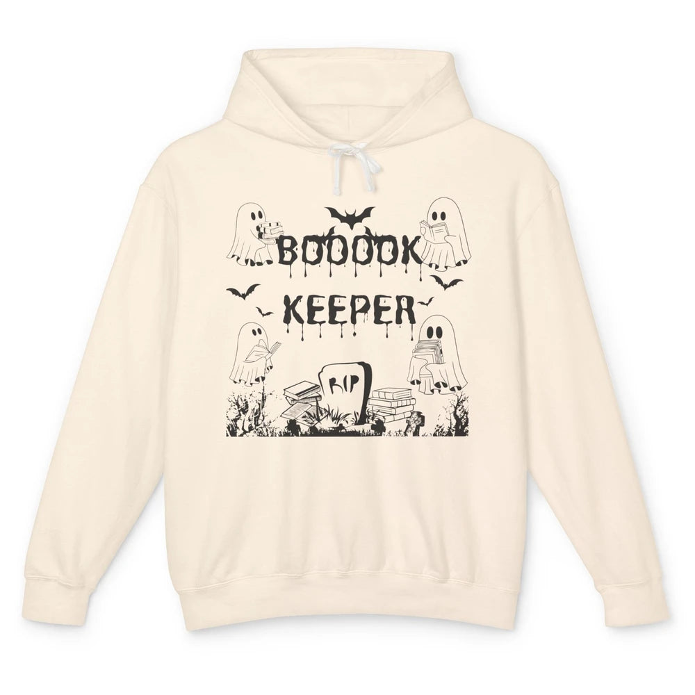 Ghost Reading Bookkeeper Librarian Halloween Book Lover Gift Unisex Lightweight Hoodie