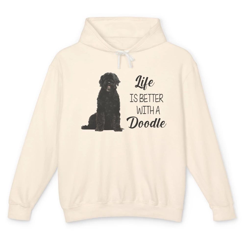 Black Labradoodle Life Is Better With A Doodle Dog Mom Gift Unisex Lightweight Hoodie