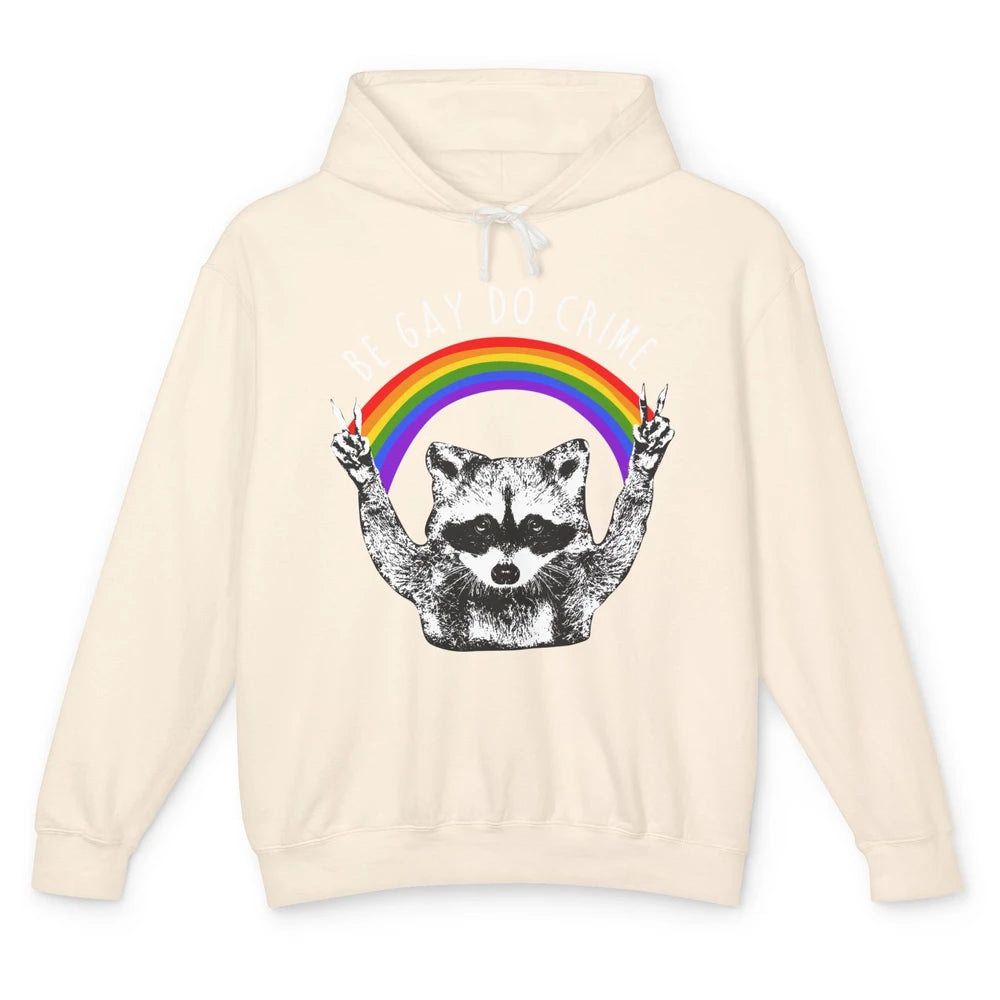 Funny Raccoon Be Gay Do Crime Rainbow LGBTQ Pride Gay Racoon Unisex Lightweight Hoodie