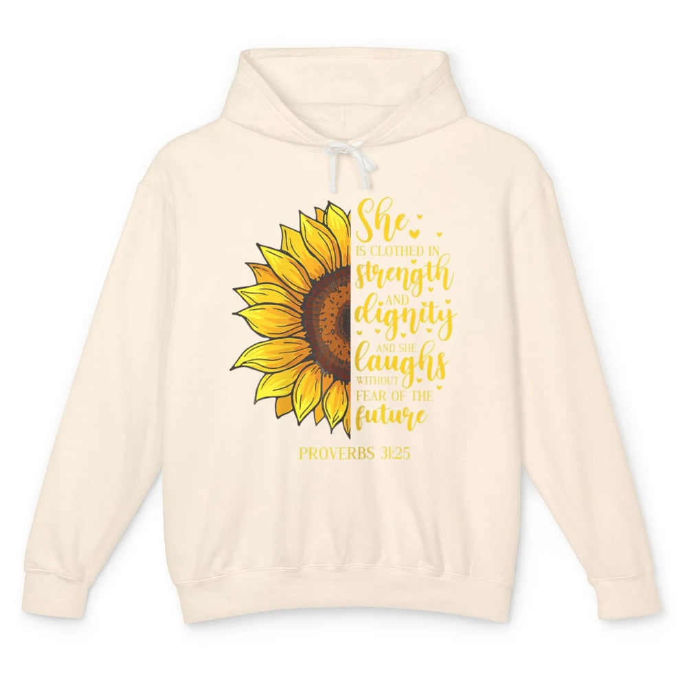 Sunflower Jesus Faith Christian God Bible Verse Religious Unisex Lightweight Hoodie