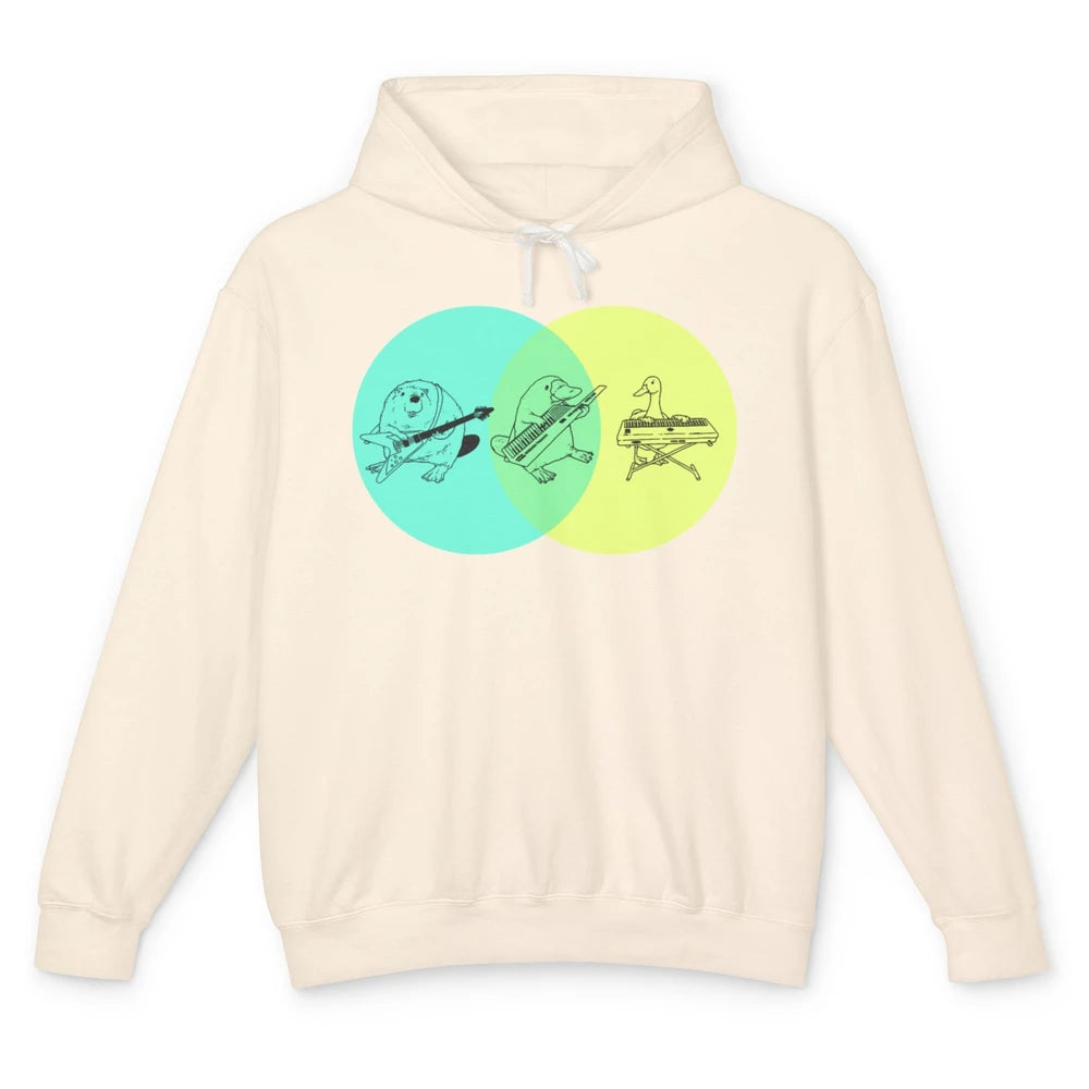 Keytar Platypus Venn Diagram Green Yellow Guitarist Music Unisex Lightweight Hoodie