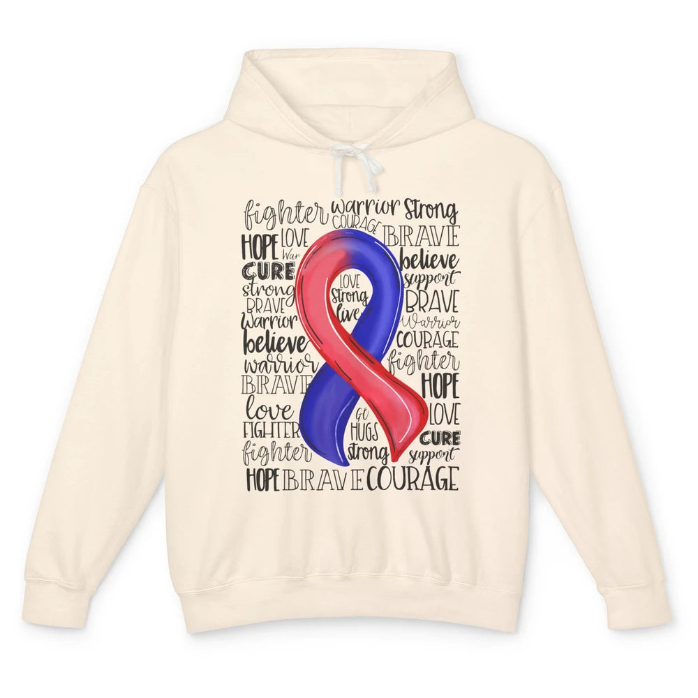 CHD Congenital Heart Disease Awareness Red And Blue Ribbon Unisex Lightweight Hoodie