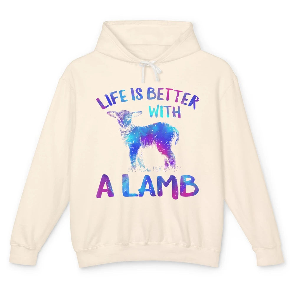 Life Better With Lamb Baby Sheep Shepherd Farm Animal Farmer Unisex Lightweight Hoodie