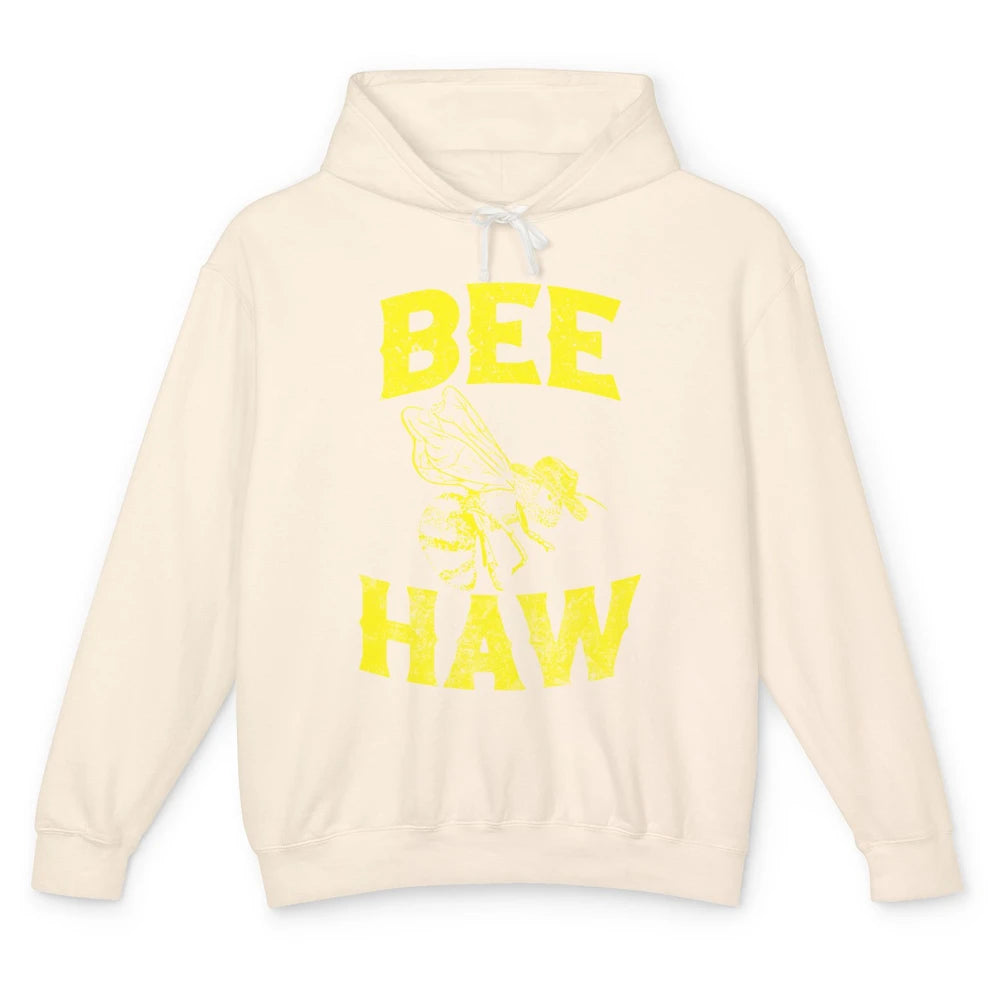 Western Country Bee Haw Retro Cowboy Hat Rodeo Howdy Vintage Unisex Lightweight Hoodie