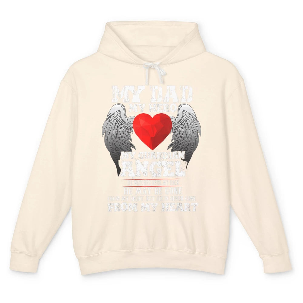 Heaven Beautiful Dad In Heaven Angel Wings Father Guardian Unisex Lightweight Hoodie