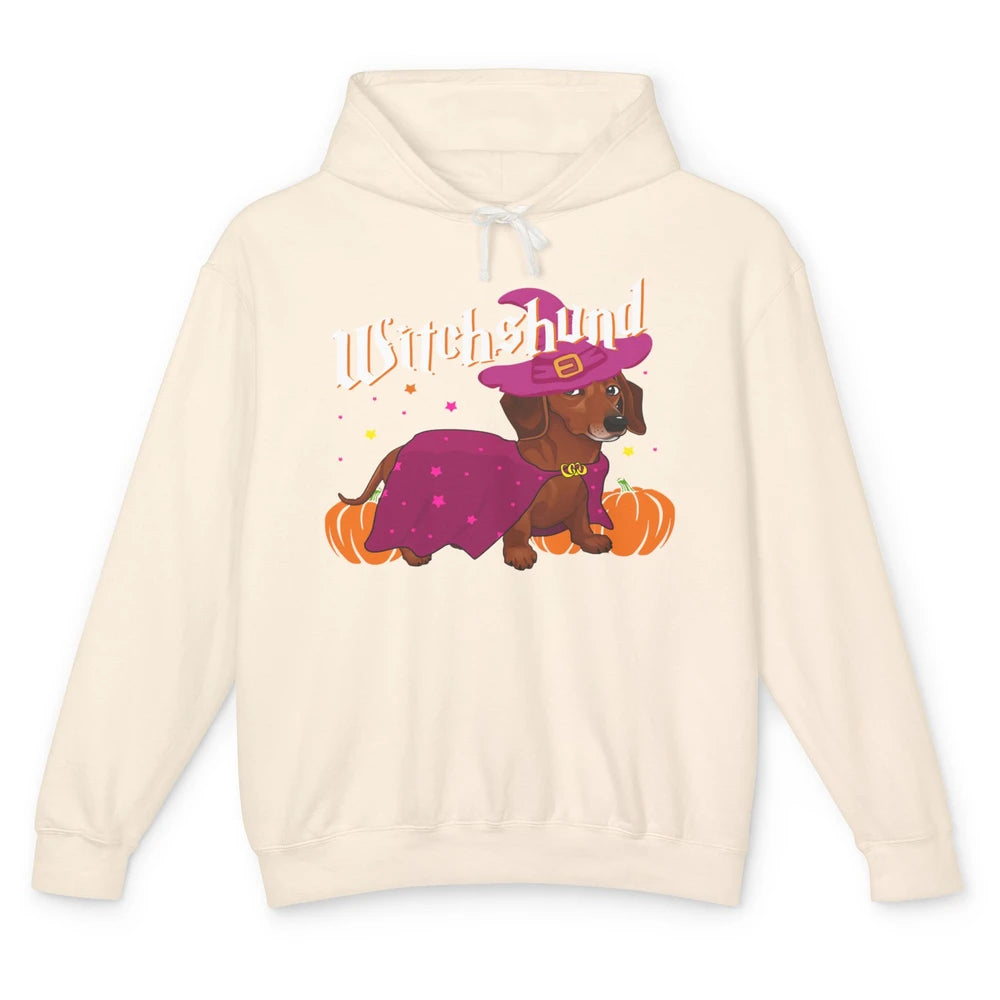 Dachshund Dog Witch Boo Moon Pumpkin Halloween Spooky Season Unisex Lightweight Hoodie