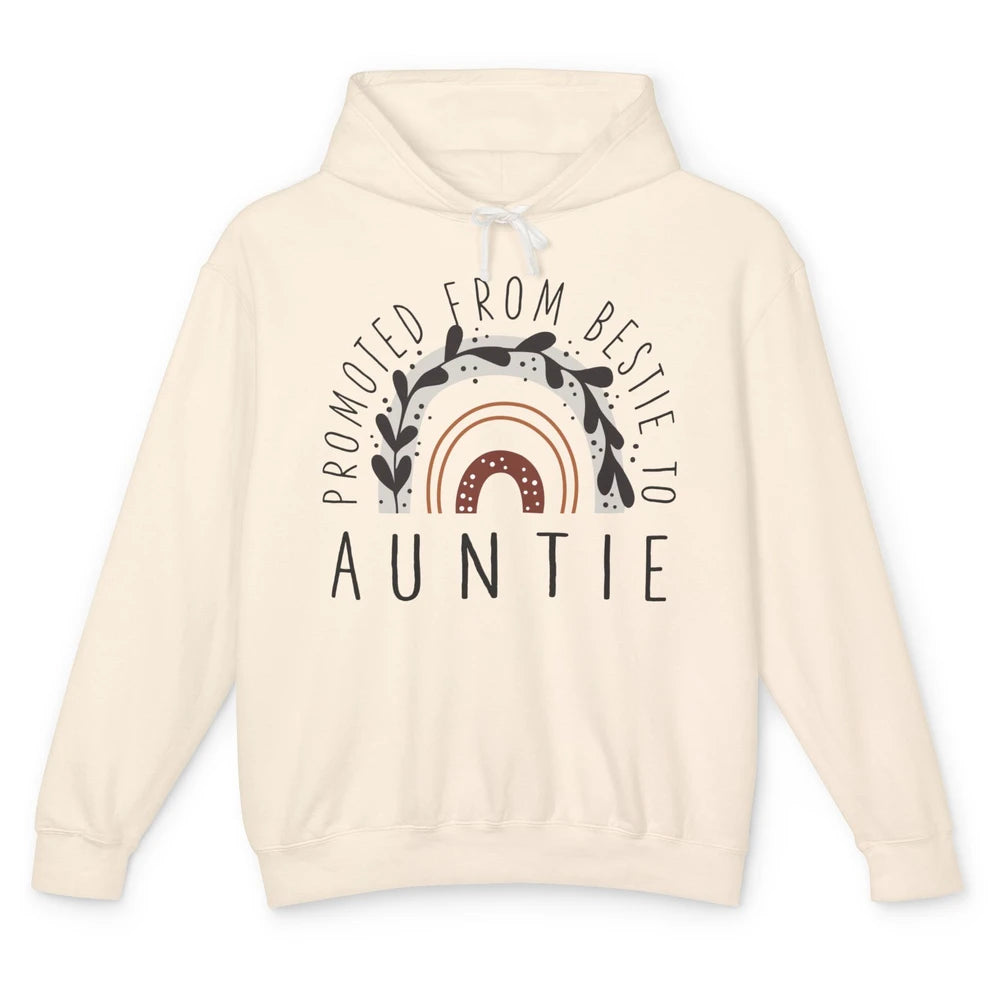 Rainbow Promoted From Bestie To Auntie Pregnancy Reveal Gift Unisex Lightweight Hoodie