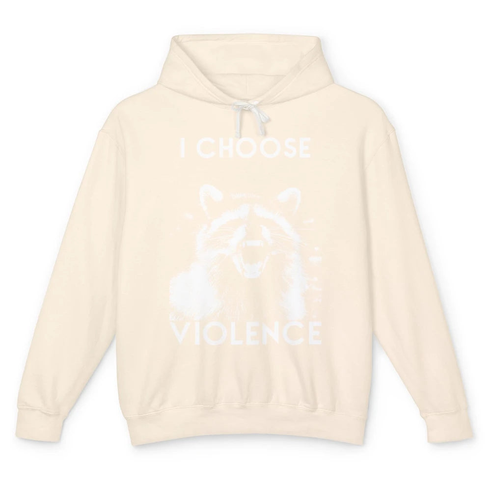 Funny Raccoon Disobey I Choose Violence Sarcastic Raccoon Unisex Lightweight Hoodie