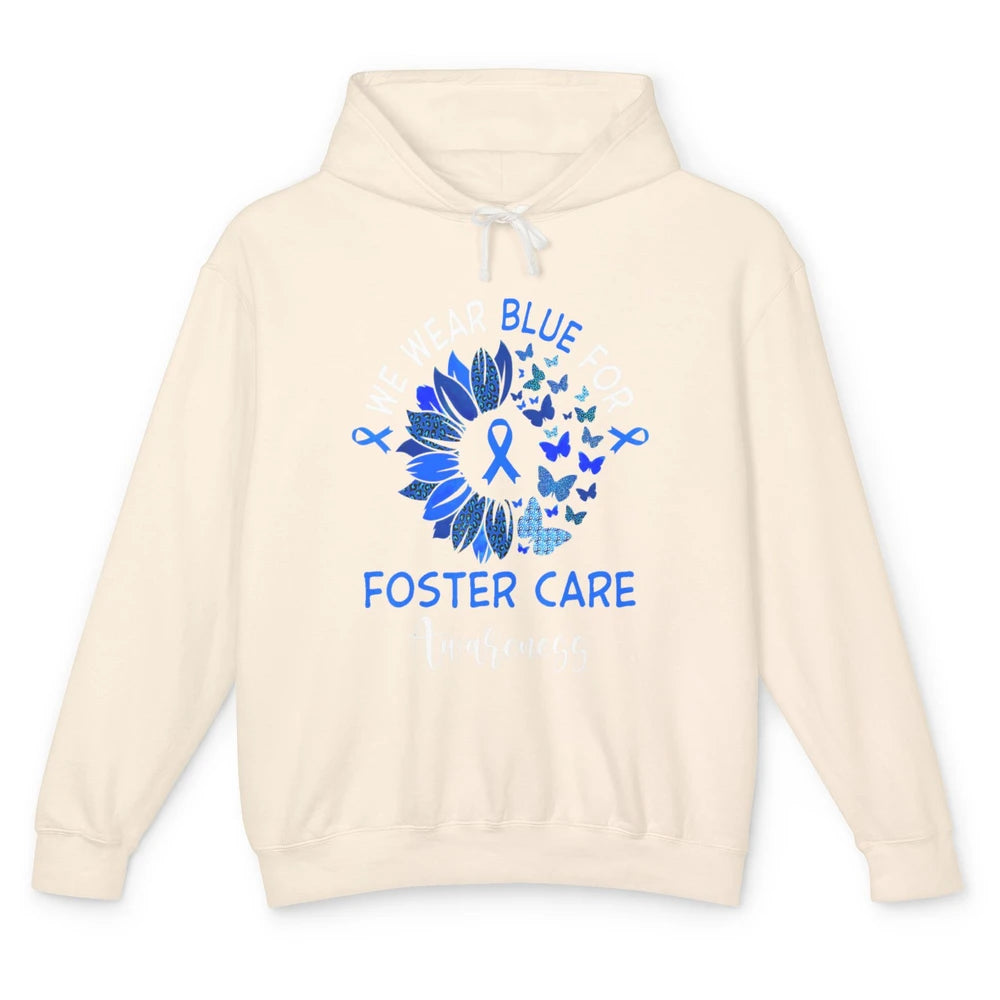 Foster Care Awareness Leopard Sunflower Adoption Blue Ribbon Unisex Lightweight Hoodie