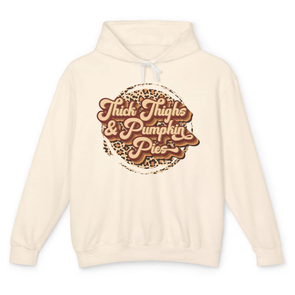 Leopard Thick Thighs and Pumpkin Pie Thanksgiving Halloween Unisex Lightweight Hoodie