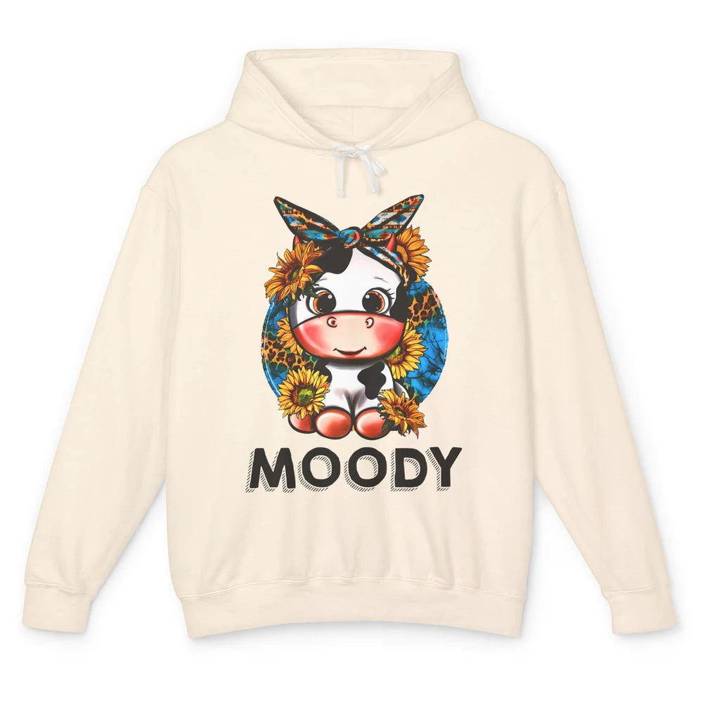 Sunflower Baby Cow Moody Highland Cow Heifer Western Cattle Unisex Lightweight Hoodie