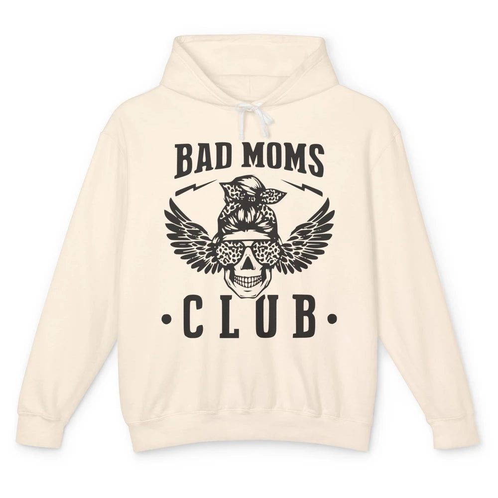 Funny Messy Bun Proud Of Member Of Bad Moms Club Leopard Unisex Lightweight Hoodie