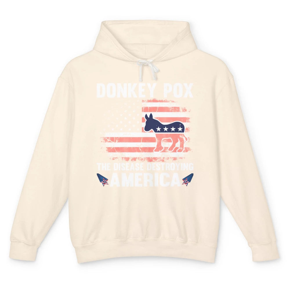 US Flag Donkey Pox The Disease Destroying America Democratic Unisex Lightweight Hoodie