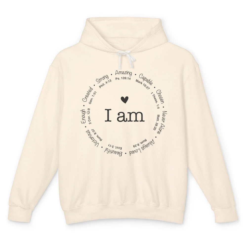 I Am Inspirational Bible Verse Christian Faith Religious Unisex Lightweight Hoodie