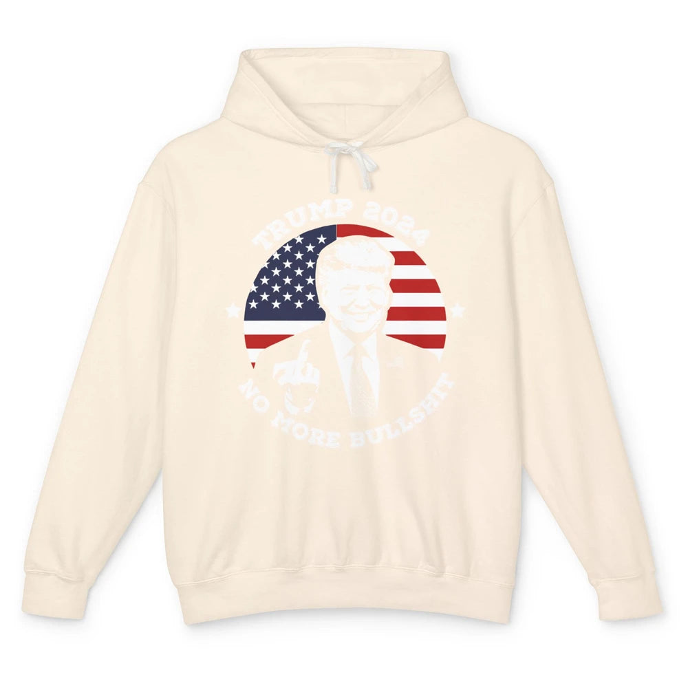 Retro US Flag Trump 2024 No More President Trump Return 2024 Unisex Lightweight Hoodie