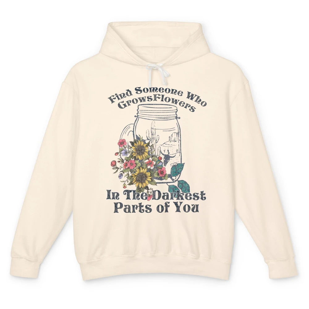 Floral Desert Grow Flower In Darkest Cowboy Rodeo Western Unisex Lightweight Hoodie