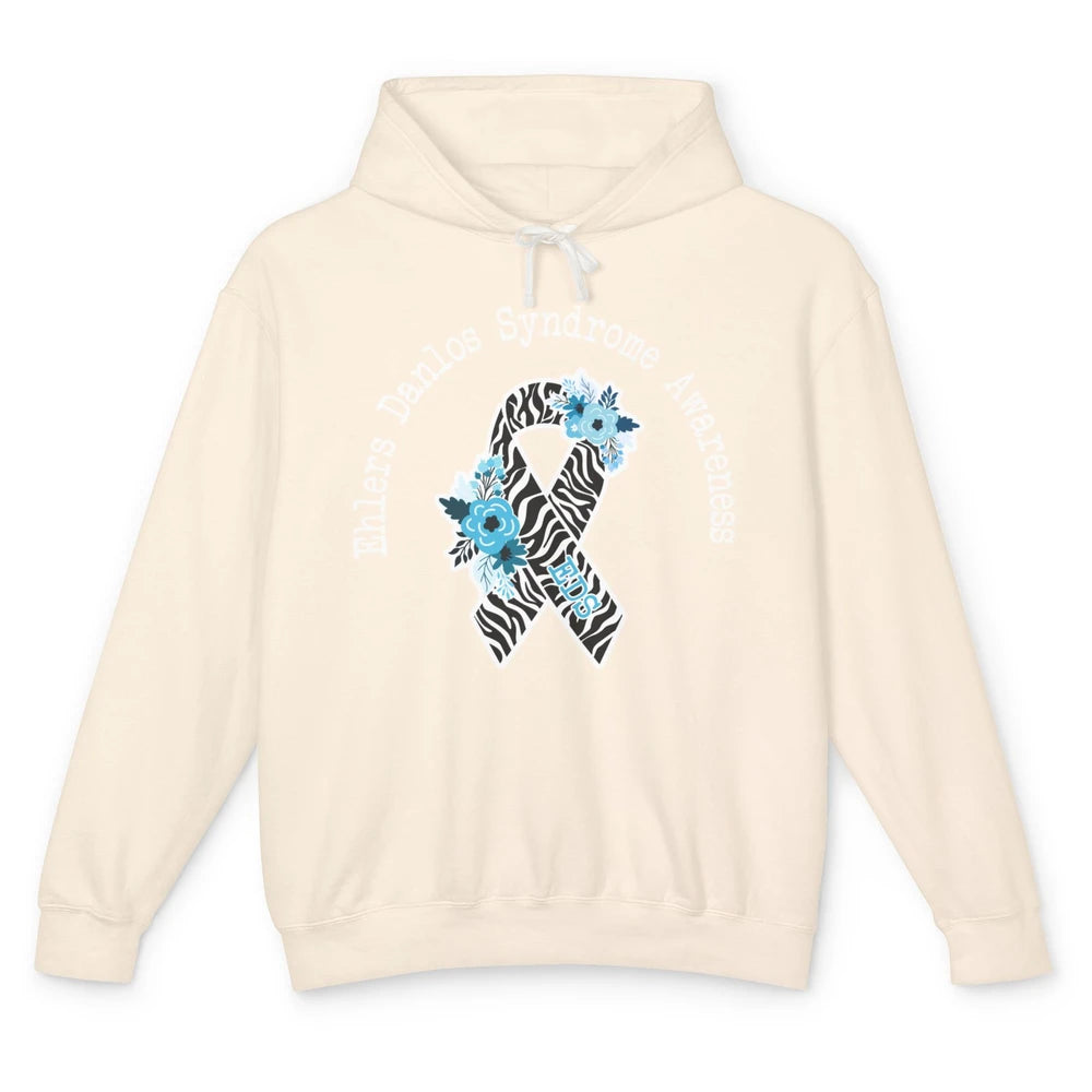 Ehlers Danlos Syndrome Awareness EDS Zibra Ribbon Rainbow Unisex Lightweight Hoodie