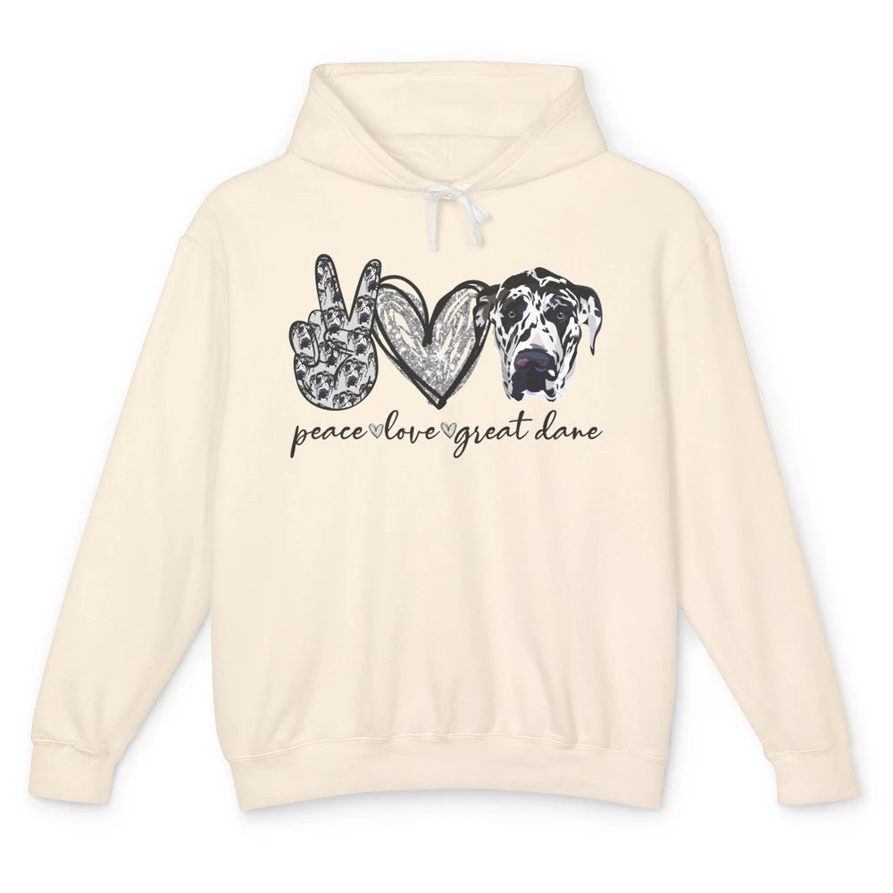 Peace Love Great Dane Dog Lovers Great Dane Mothers Fathers Unisex Lightweight Hoodie